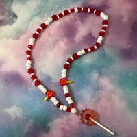 Image 1 of Red Flower Lollipop Sucker Kandi Necklace