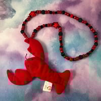 Image 1 of Red Black Lobster Stuffie Kandi Necklace