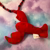 Image 2 of Red Black Lobster Stuffie Kandi Necklace