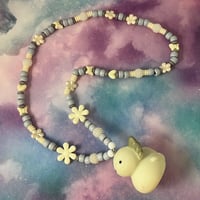 Image 1 of Creme Gray Axolotl Ducky Kandi Necklace