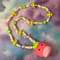 Image 1 of Strawberry Squish Kandi Necklace