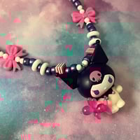 Image 2 of Kawaii Black White Character with Balloon Dog Kandi Necklace