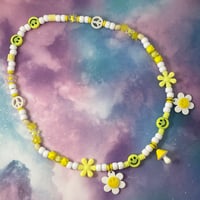 Image 1 of Yellow Daisies and Mushroom Kandi Necklace