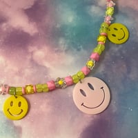 Image 2 of Pink Yellow Smiley Faces Kandi Necklace