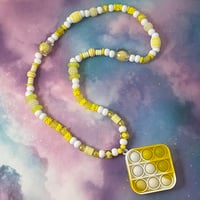 Image 1 of Yellow White Fidget Kandi Necklace Pop It Poppit