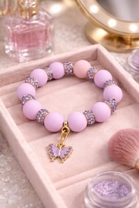Image 1 of Lavender Dream Butterfly Charm Bracelet