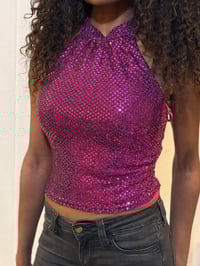 Image 1 of Vintage 2000s Bay pink sparkly halter neck cami top