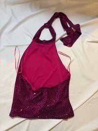 Image 5 of Vintage 2000s Bay pink sparkly halter neck cami top