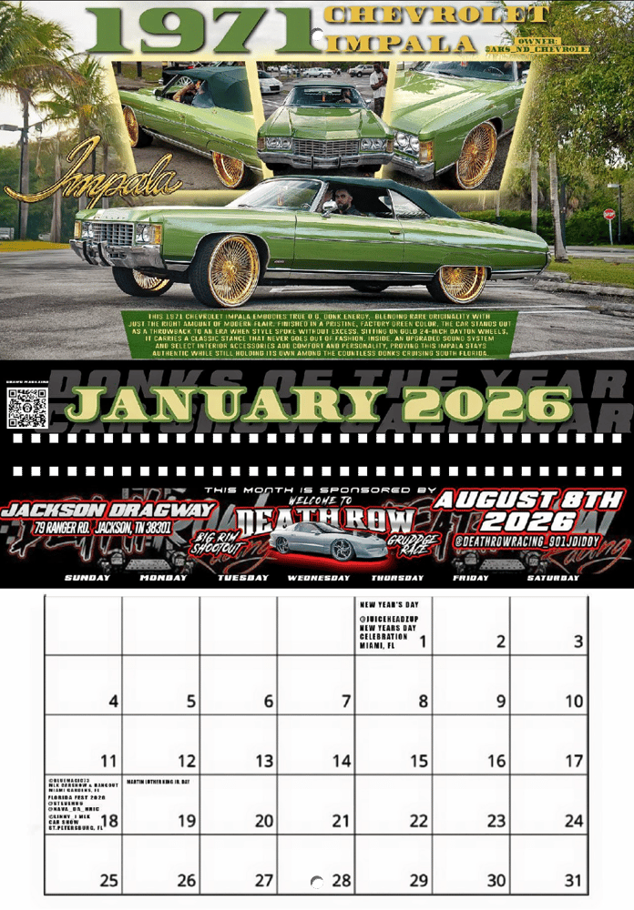 Image of 2026 Donk Calendar [ Gdawg803 Magazine ]