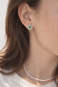 Image 3 of Emerald Halo Stud Earring