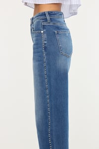Image 1 of Studded Seam - HIGH RISE CROP WIDE LEG JEANS