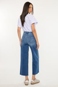 Image 5 of Studded Seam - HIGH RISE CROP WIDE LEG JEANS