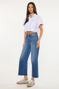Image 6 of Studded Seam - HIGH RISE CROP WIDE LEG JEANS