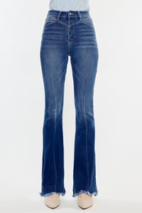 Image 4 of  Western HIGH RISE FRAYED HEM FLARE JEANS