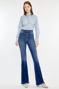 Image 2 of  Western HIGH RISE FRAYED HEM FLARE JEANS