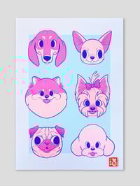Toy Dogs - A4 Flourescent Risograph Print