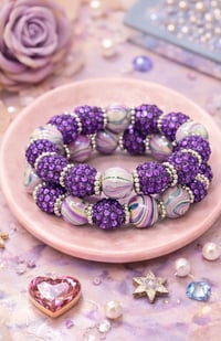 Image 1 of Amethyst Swirl Stack – Arm Kandii™ 2-Piece Rhinestone Bracelet Set