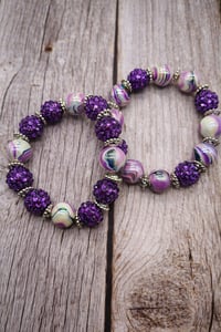 Image 5 of Amethyst Swirl Stack – Arm Kandii™ 2-Piece Rhinestone Bracelet Set