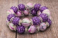 Image 3 of Amethyst Swirl Stack – Arm Kandii™ 2-Piece Rhinestone Bracelet Set