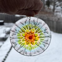 Image 2 of Fused Glass Larger Rainbow Mandala Sun Catcher