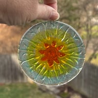 Image 2 of Sun Fused Glass Larger Rainbow Mandala Sun Catcher