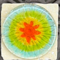 Image 1 of Sun Fused Glass Larger Rainbow Mandala Sun Catcher