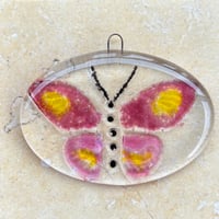 Image 1 of Fused Glass Fuschia/Pink Butterfly Sun Catcher