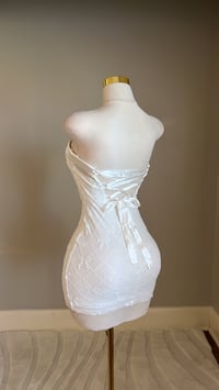 Image 3 of Elle satin bow mini dress (white) (PREODER 5/21)