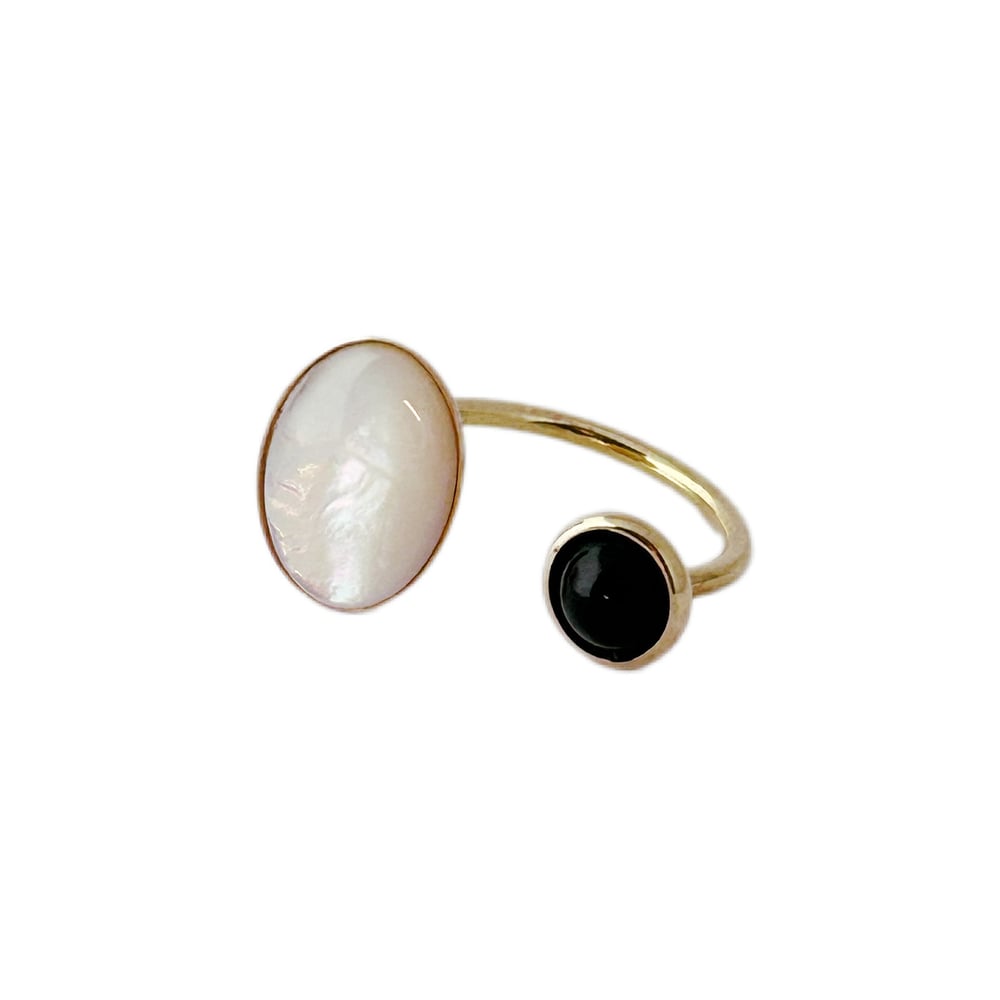 Image of Satellite Ring with Mother of Pearl + Black Onyx