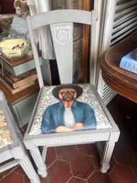 Handpainted Chair with Bulldog Upholstery 