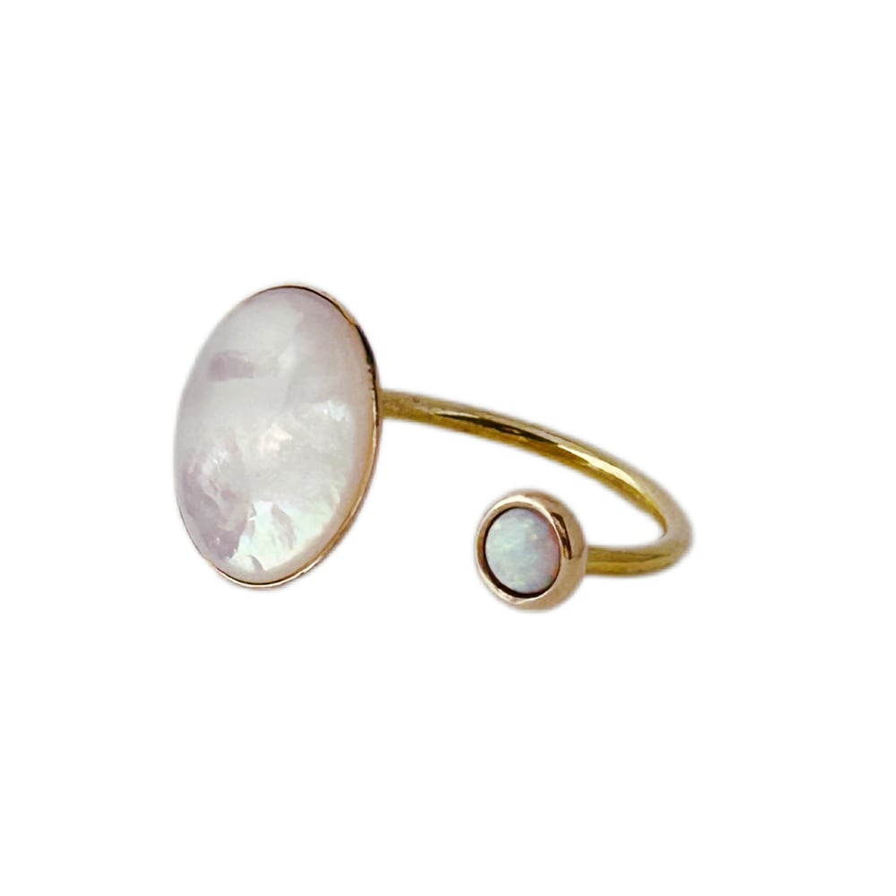 Image of Satellite Ring with Mother of Pearl + Opal