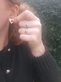 Image 2 of Made to order in 2- 3 weeks - Sterling Silver hammered heart stud Earrings with Carnelian Gemstones 