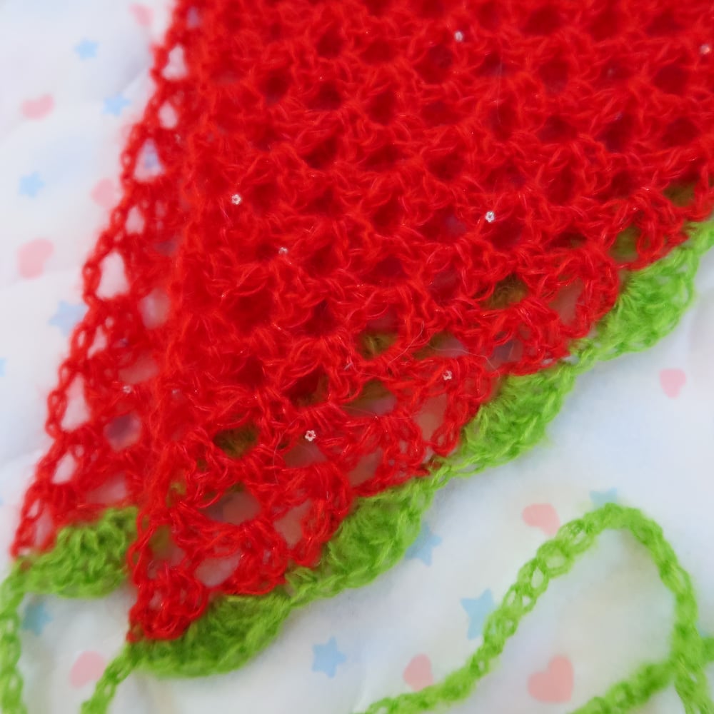 Crochet Bandana Headdress: Strawberry