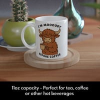 Image 2 of I'm Moody Before Coffee Highland Cow Mug
