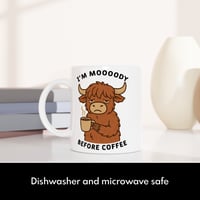 Image 4 of I'm Moody Before Coffee Highland Cow Mug
