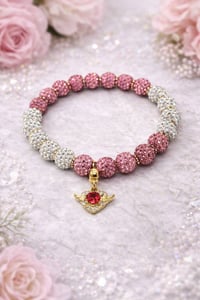 Image 3 of Pink Ice Angel Heart Bracelet