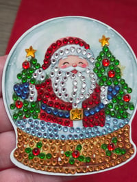 Happy santa snowglobe magnet