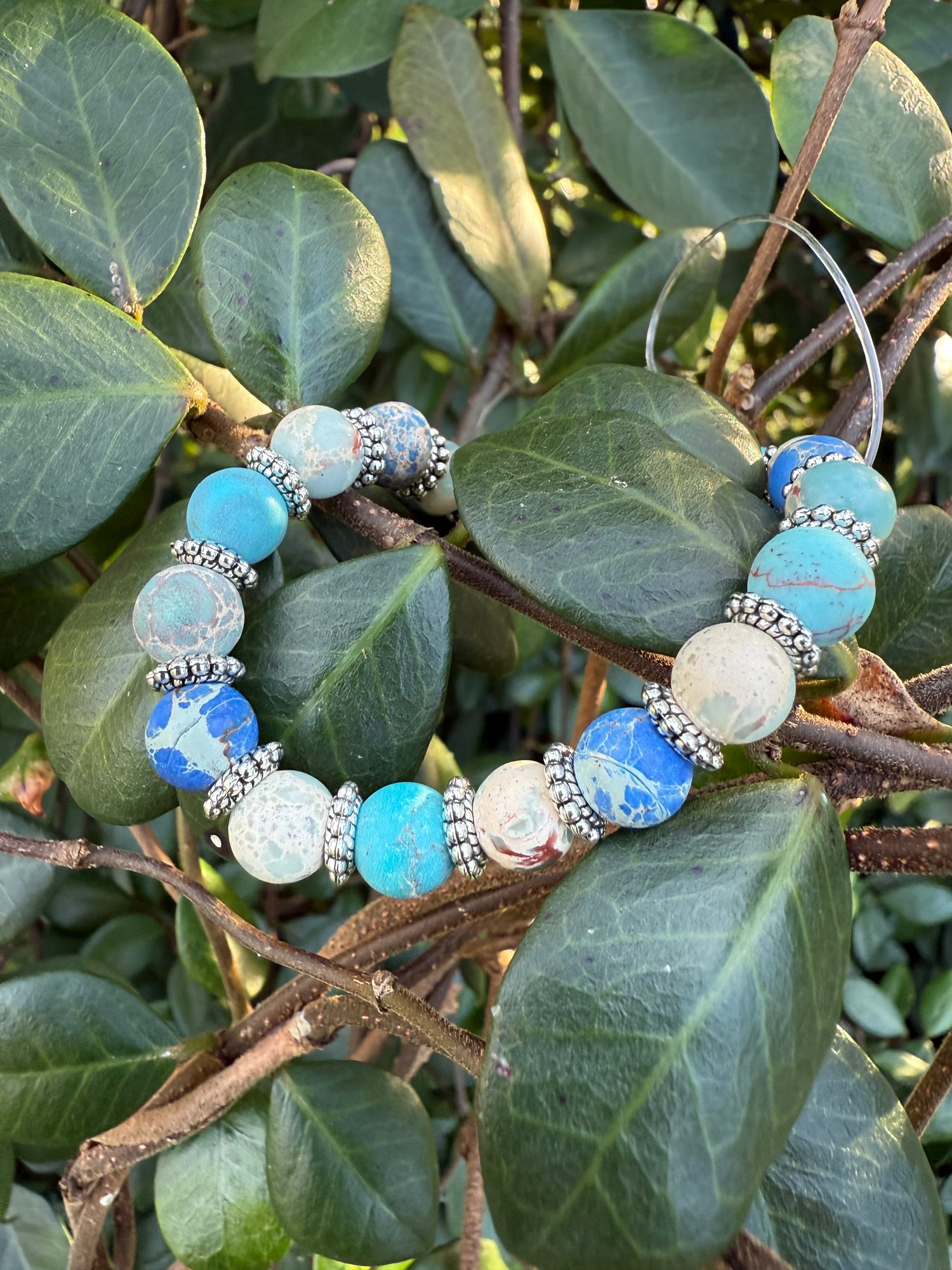 8mm Multi-color Sea-sediment Jasper Stretch Bracelet 