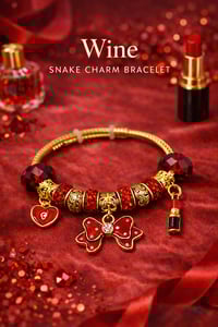 Image 4 of Crimson & Wine Snake Charm Bracelets