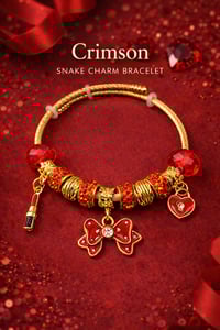 Image 1 of Crimson & Wine Snake Charm Bracelets