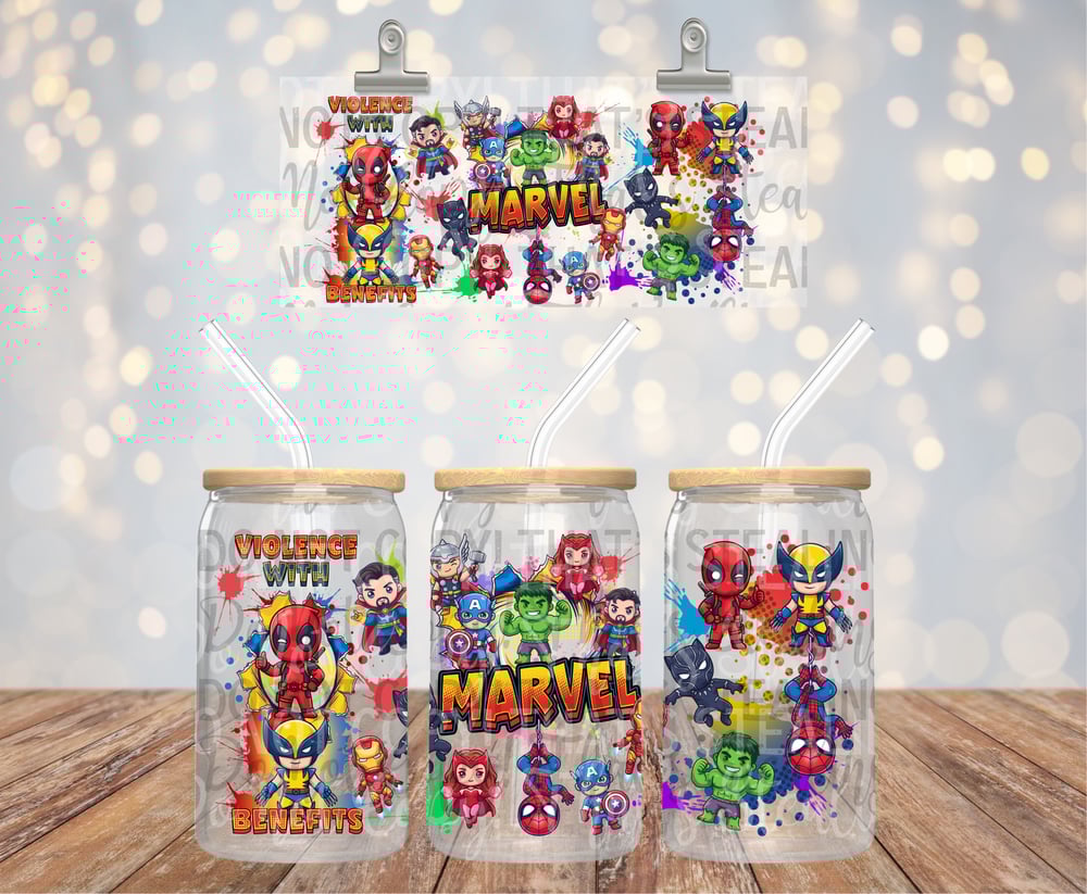Image of Marvel Violence With Benefits Uv Dtf Wrap Double Sided  W0878
