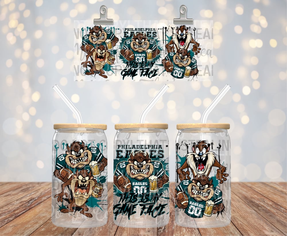 Image of Philadelphia Eagles Taz This Is My Game Face Uv Dtf Wrap Double Sided  1040