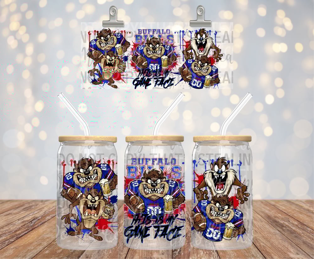 Image of Buffalo Bills Taz This Is My Game Face Uv Dtf Wrap Double Sided  1025