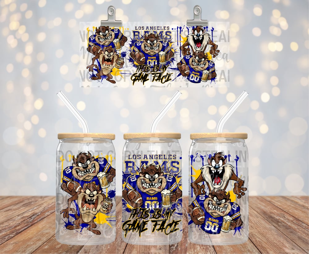 Image of Los Angeles LA Rams Taz This Is My Game Face Uv Dtf Wrap Double Sided  1024