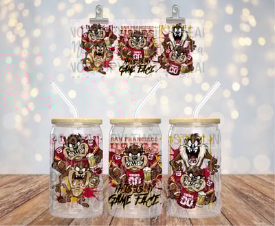 Image of San Francisco 49ers Taz This Is My Game Face Uv Dtf Wrap Double Sided  998