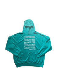 Currency Crew Nothing Is Free Bag Hoodie Teal