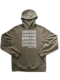 Currency Crew Nothing Is Free Bag Hoodie Olive