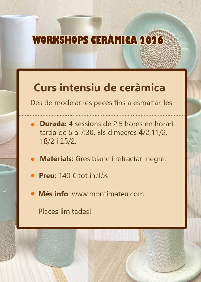 Intensiu de ceràmica de 4 sessions. Tots els dimecres de febrer de 17:00 a 19:30