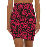Image 1 of Red Floral Pencil Skirt — Women's Mid‑Waist Bodycon Skirt (All‑Over Print)