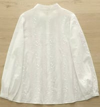 Image 2 of Embroidered White Cotton Blouse with Cherry Buttons